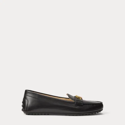 Ralph Lauren Barnsbury Leather Driver In Black