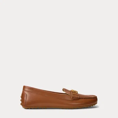 Ralph Lauren Barnsbury Leather Driver In Lauren Tan