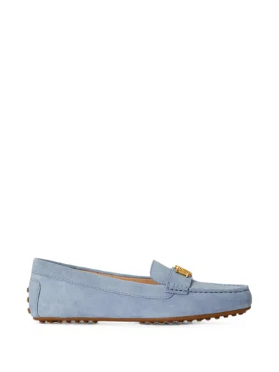Ralph Lauren Barnsbury Logo-plaque Suede Loafers In Blue