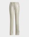 Ralph Lauren Barrett Coated Cotton Denim Slim-leg Jeans In Silver