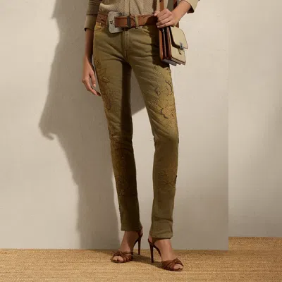 Ralph Lauren Barrett Embellished Slim Denim Jean In Dusty Sage In Green