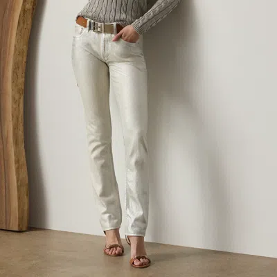 Ralph Lauren Barrett Foiled Slim Denim Jean In Sterling Steel In Neutral