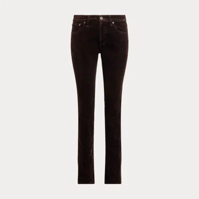 Ralph Lauren Barrett Slim Flocked Denim Jean In Dark Brown