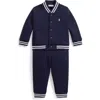 Ralph Lauren Babies'  Baseball Jacket & Pants Set In Blue