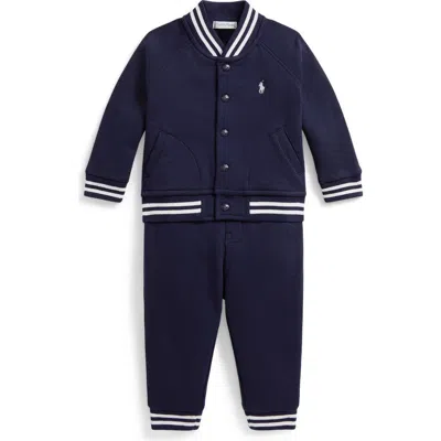Ralph Lauren Babies'  Baseball Jacket & Pants Set In Blue