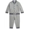 Ralph Lauren Fleece Baseball Jacket & Jogger Pant In Gray