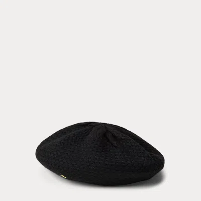 Ralph Lauren Basket-knit Beret In Black