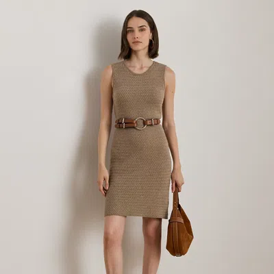 Ralph Lauren Basket-weave Sleeveless Sweater Dress In Brown
