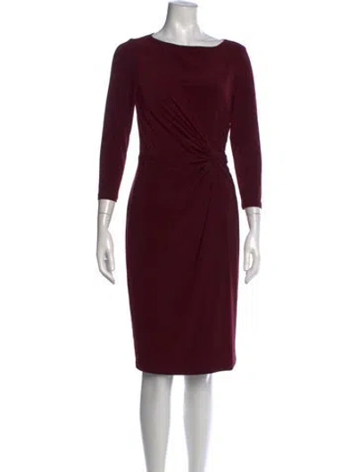 Pre-owned Ralph Lauren Bateau Neckline Knee-length Dress In Burgundy