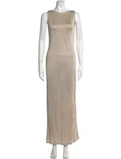 Pre-owned Ralph Lauren Bateau Neckline Long Dress In Neutral