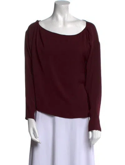 Pre-owned Ralph Lauren Bateau Neckline Long Sleeve Blouse In Purple