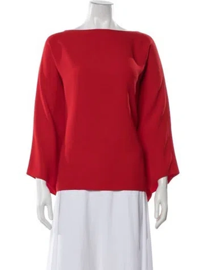 Pre-owned Ralph Lauren Bateau Neckline Long Sleeve Top In Red