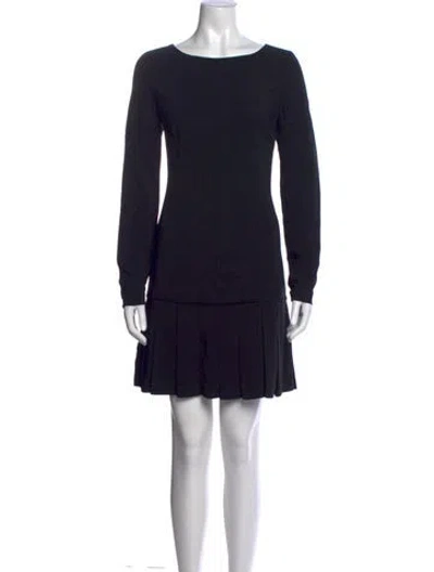 Pre-owned Ralph Lauren Bateau Neckline Mini Dress In Black