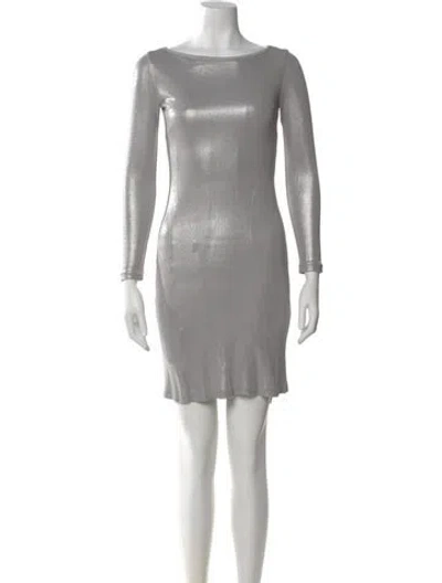 Pre-owned Ralph Lauren Bateau Neckline Mini Dress In Silver