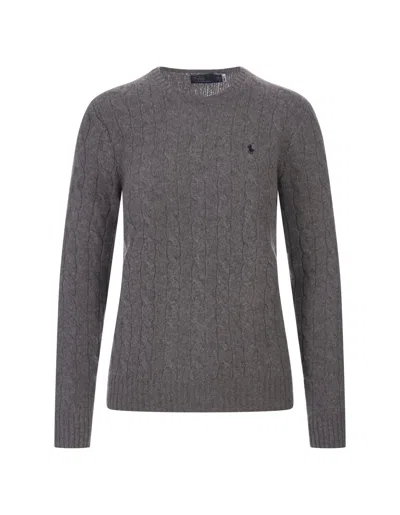 Ralph Lauren Battalion Mél Grey Wool And Cashmere Braided Sweater