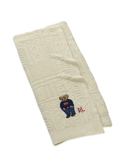 Ralph Lauren Baybrook Polo Bear Cable-knit Throw Blanket In Neutral