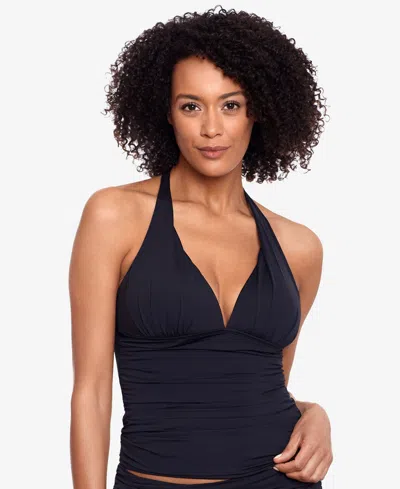 Ralph Lauren Beach Club Solid Molded Cup Halter Tankini Top In Black
