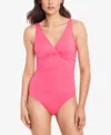 Ralph Lauren Beach Club Solid Twist Underwire Tummy-control One-piece Swimsuit In Pink