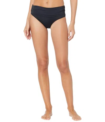 Ralph Lauren Beach Club Solids Wider Shirred Banded Hipster Swim Bottom In Black In Multi