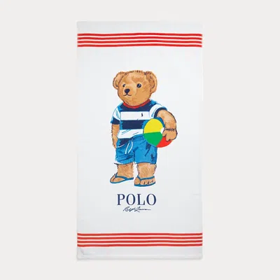 Polo Ralph Lauren Beach Polo Bear Beach Towel In Red Multi
