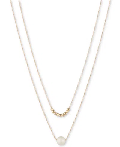 Ralph Lauren Bead & Imitation Pearl 16" Layered Pendant Necklace In White
