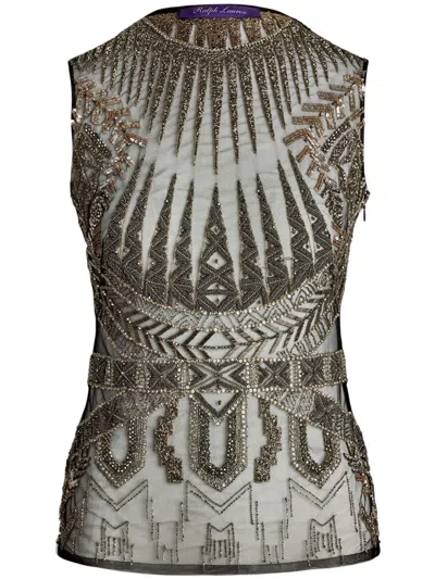 Polo Ralph Lauren Bead-embellished Top In Black