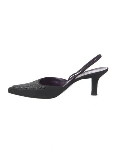 Pre-owned Ralph Lauren Beaded Accents Slingback Flats In Black