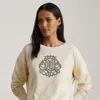 Ralph Lauren Beaded-crest Fleece Pullover In Neutral
