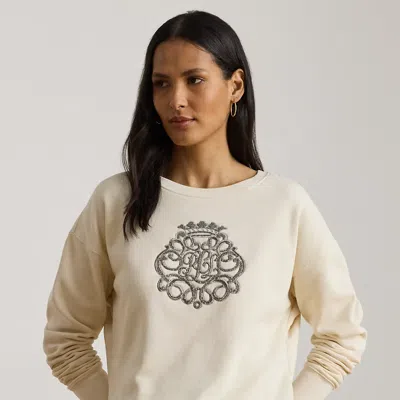 Ralph Lauren Beaded-crest Fleece Pullover In Neutral