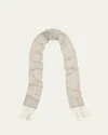 Ralph Lauren Beaded Fringe-trim Georgette Scarf In Metallic