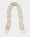 Ralph Lauren Beaded Fringe-trim Georgette Scarf In White