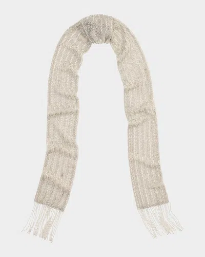 RALPH LAUREN BEADED FRINGE-TRIM GEORGETTE SCARF