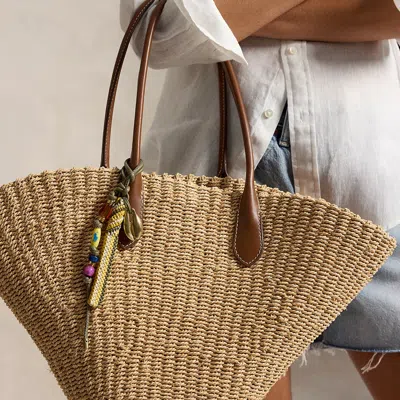 Polo Ralph Lauren Beaded Leather Bag Charm In Basil Multi In Brown