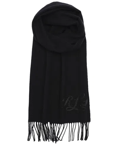 Ralph Lauren Beaded Logo Scarf In Black