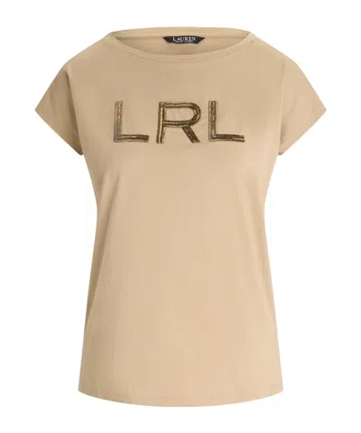 Polo Ralph Lauren Beaded Logo T-shirt In Nude
