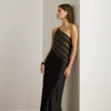 Ralph Lauren Beaded Mesh & Satin One-shoulder Gown In Multi