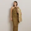 Ralph Lauren Beaded Mesh Halter Gown In Brown