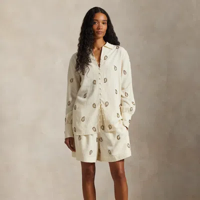 Ralph Lauren Beaded Paisley Short In Neutral