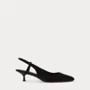 Ralph Lauren Beaded Satin Slingback Heel In Black