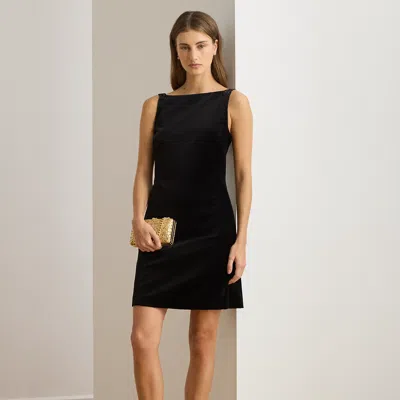 Ralph Lauren Beaded-trim Velvet Cocktail Dress In Black