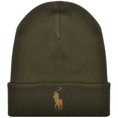 Ralph Lauren Beanie Hat Olive Green In Gray
