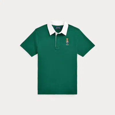 Ralph Lauren Kids' Bear Cotton Short-sleeve Rugby Shirt In Green