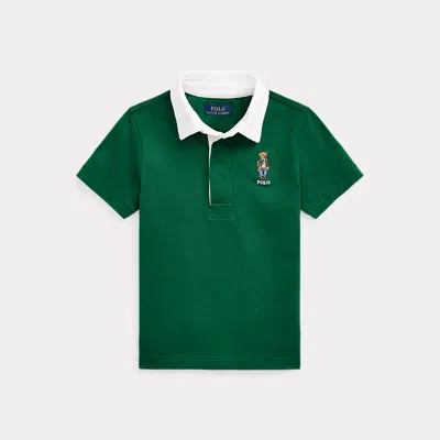 Ralph Lauren Kids' Bear Cotton Short-sleeve Rugby Shirt In Green