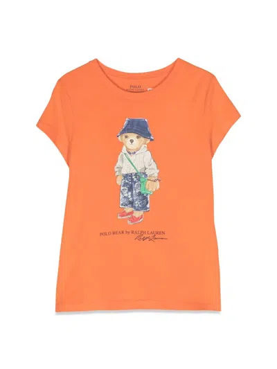 Ralph Lauren Kids' Polo Bear-motif Cotton T-shirt In Orange