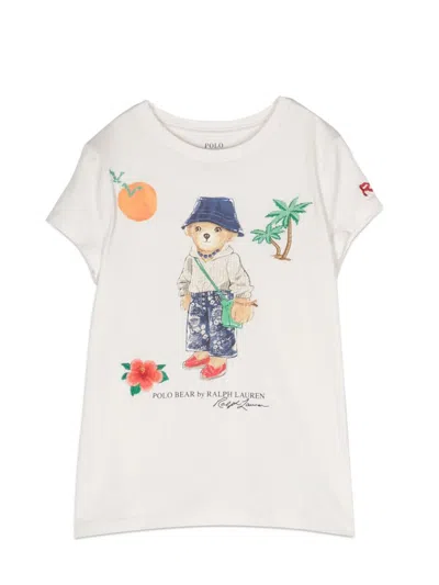 Ralph Lauren Kids' Polo Bear Print T-shirt In White