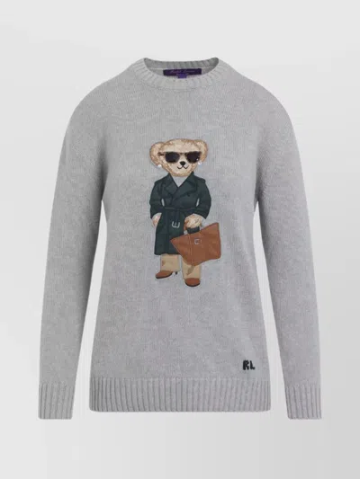 RALPH LAUREN BEAR EMBROIDERED CASHMERE PULLOVER