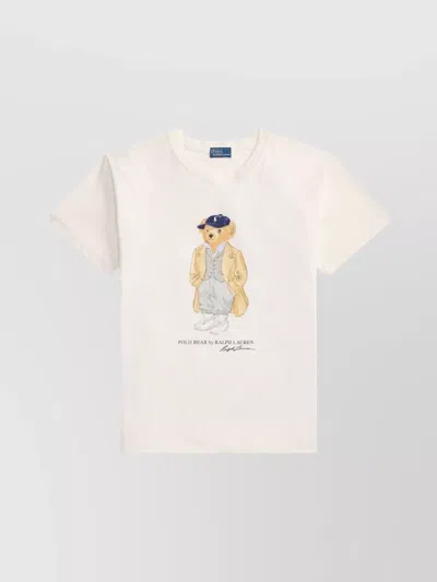 Ralph Lauren Bear Graphic Short Sleeve Crew Neck T-shirt In White