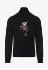 Ralph Lauren Long Sleeve Turtleneck Pullover Embroidered In Black