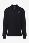 Ralph Lauren Long Sleeve Bear Cardigan With Ribbed Cuffs In Black