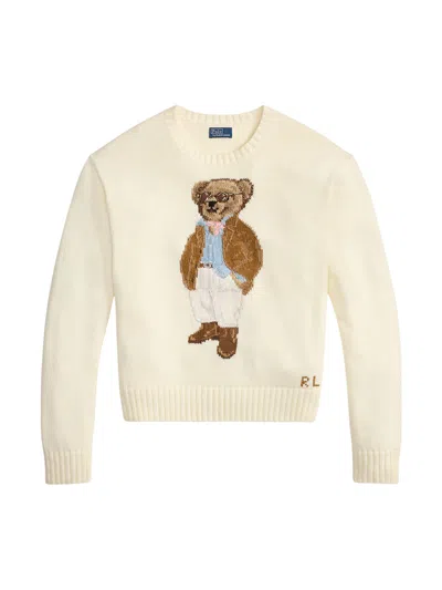Ralph Lauren Bear-embroidered Sweater In White